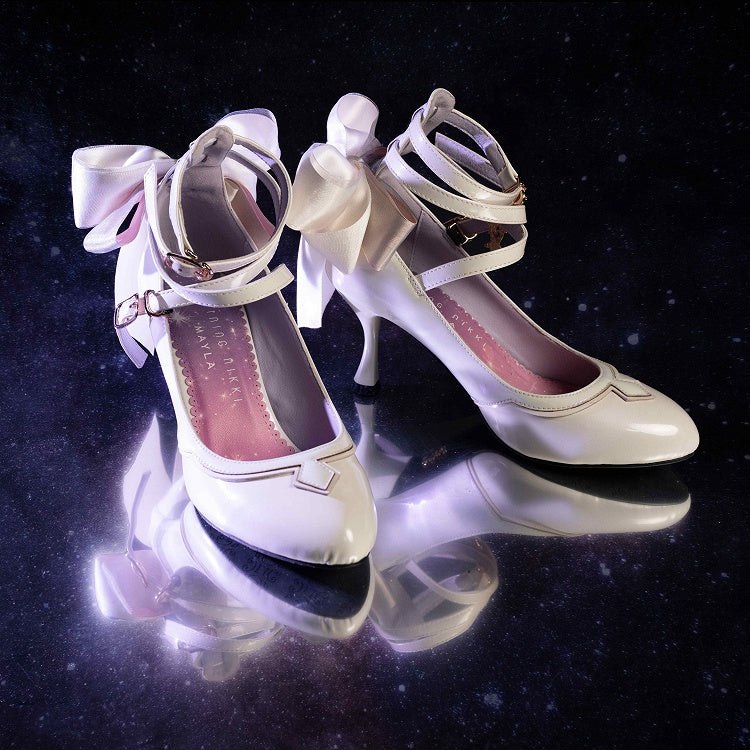 Star Dream White High Heels Bow at Back