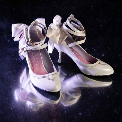 Star Dream White High Heels Bow at Back