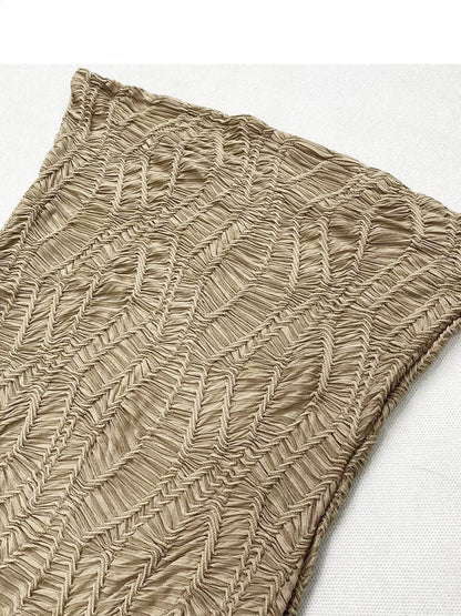 Millard Fashion Light Brown Wasteland Punk Asymmetrical Flounce Hem Strapless Dress