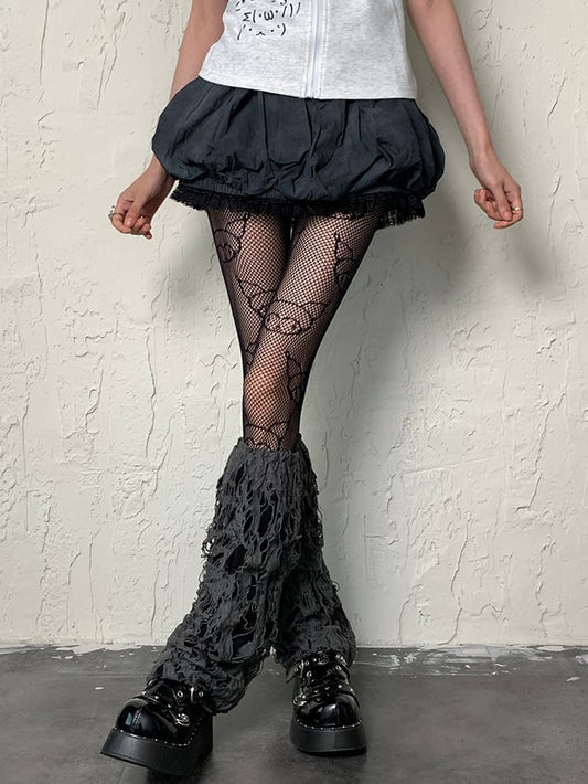 Gray Wasteland Punk Cut-out Design Leg Warmers