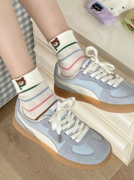 9 Options Colorful Kitty/Puppy/Bear Print Striped Pattern Calf Socks