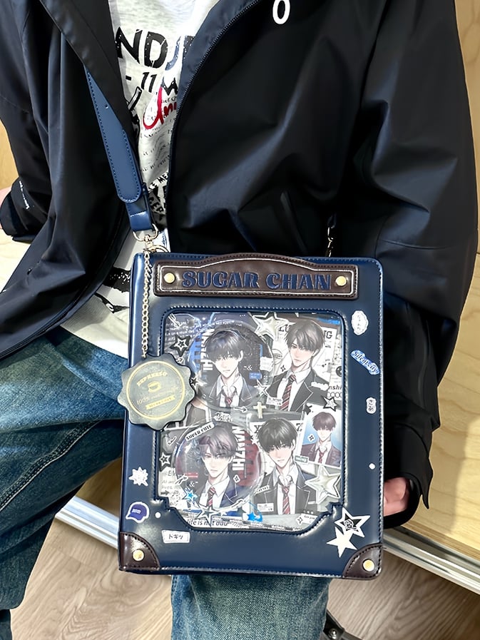 Blue&Brown Letter Decorated Ita Bag