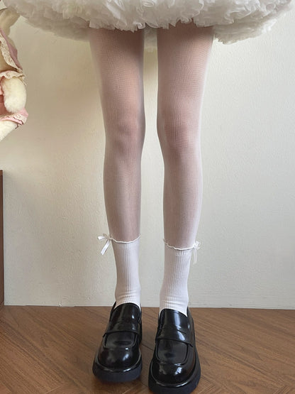 White Bowknot Decorated Lolita Tights