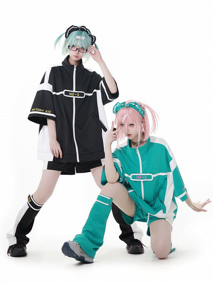 Black & White Colorblock Design Leg Warmers