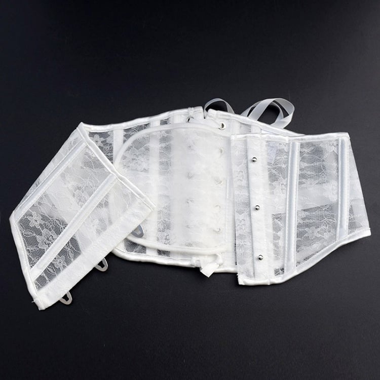 Black/White Steampunk Lace Waist Corset Belt