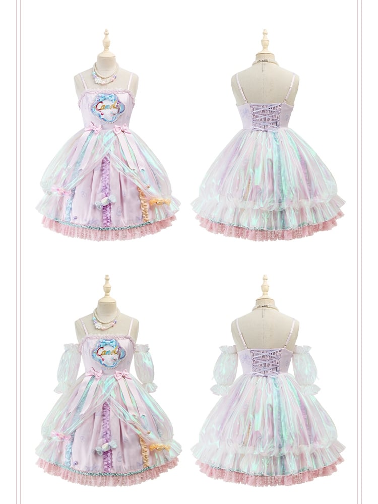 Light Purple Candy and Bead Decorated Spaghetti Straps Dress Sweet Lolita JSK