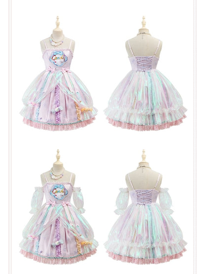 Light Purple Candy and Bead Decorated Spaghetti Straps Dress Sweet Lolita JSK