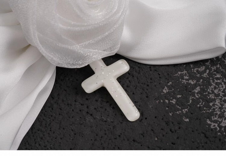 Cross Charm Gothic White Rose Bowknot Hairclips