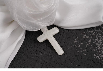 Cross Charm Gothic White Rose Bowknot Hairclips