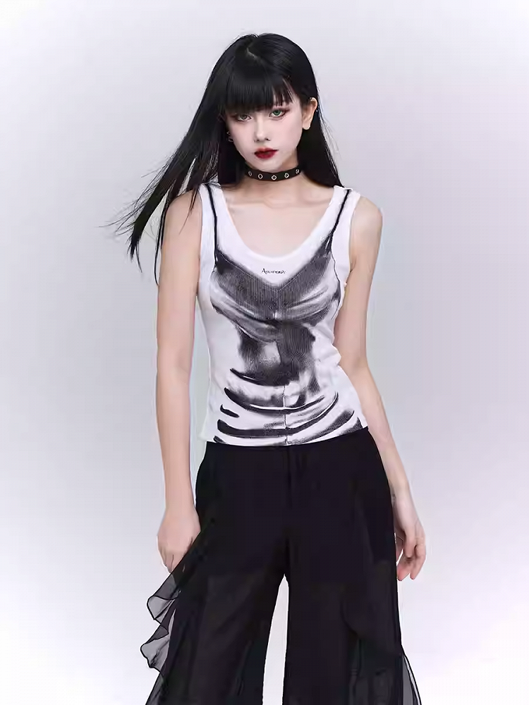 White/Black Glomorous Slim-fitting Tank Top
