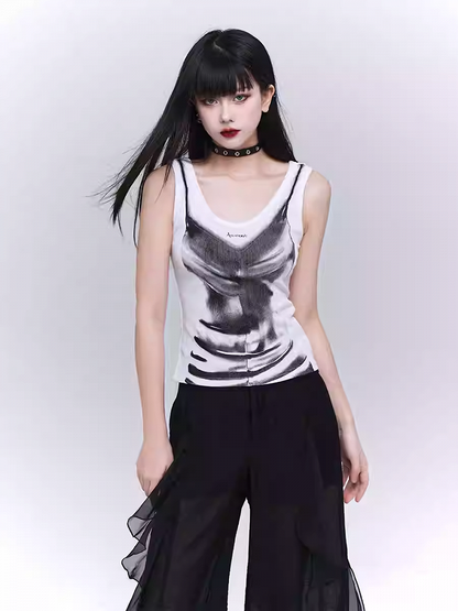White/Black Glomorous Slim-fitting Tank Top