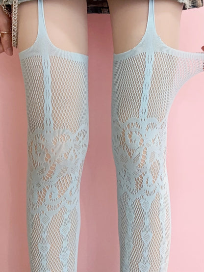 Black/Blue/White Y2K Suspender Stockings