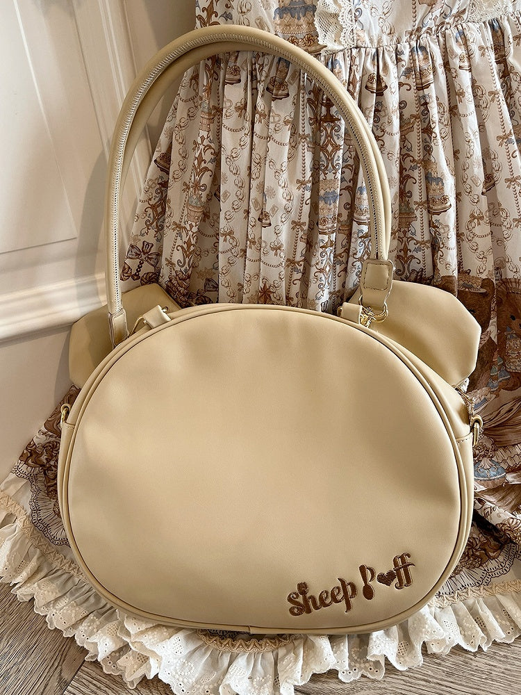 Brown Polka-dot Pattern Bowknot Details Bear Tote Bag