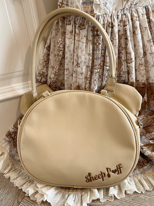 Brown Polka-dot Pattern Bowknot Details Bear Tote Bag