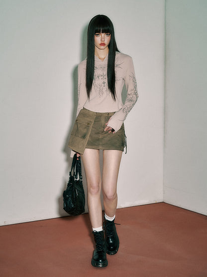 Punk Rock Cross and Spiderweb Print Camel Sun Protection Hooded Top