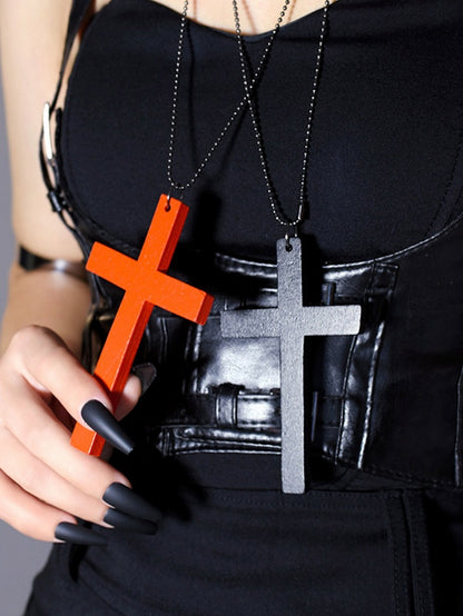 White/Black/Red/Pink Gothic Cross Pendant Necklace