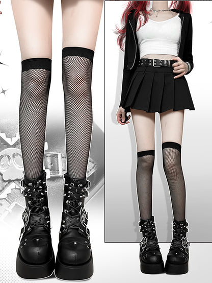 Metal Skull Matte Black Punk Wedge Platform Boots Spike Stud Detailing