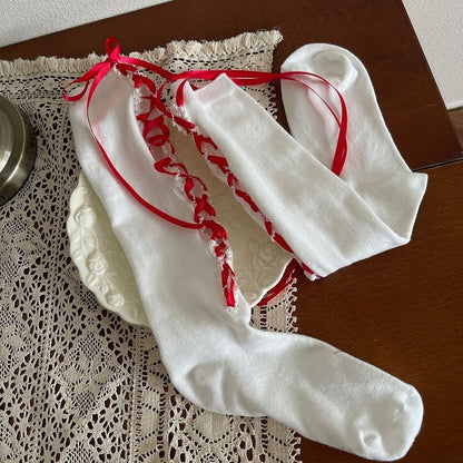 4 Color Options Lace-up Detail Underknee Stockings