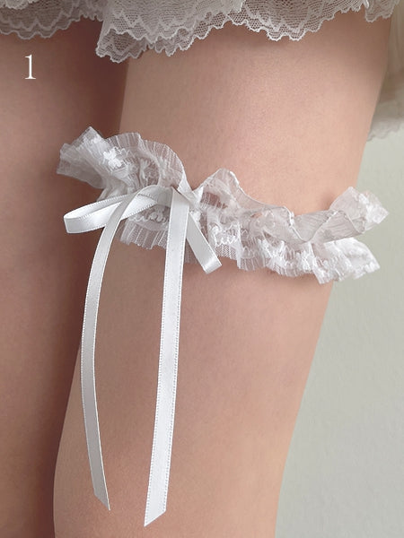 White Over-Knee Stockings with Lace Leg Loop
