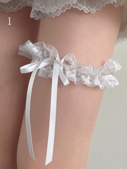 White Over-Knee Stockings with Lace Leg Loop