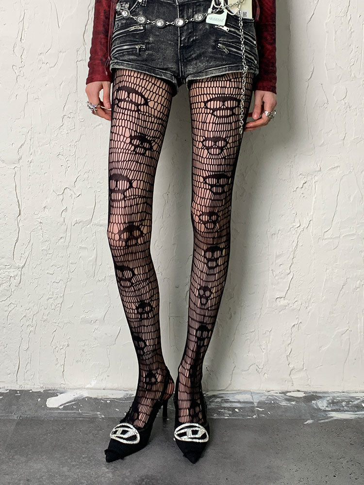 Black Gothic Skeleton Hollow-out Tights