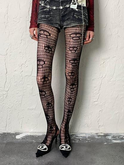 Black Gothic Skeleton Hollow-out Tights