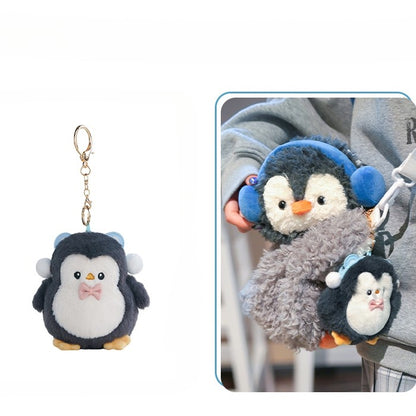 Gray Cute Penguin Plush Backpack/Crossbody Bag + Keychain
