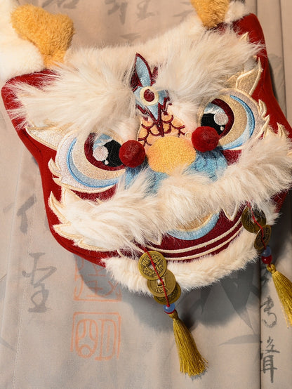 White and Red Dragon Crossbody Tassels Decorated