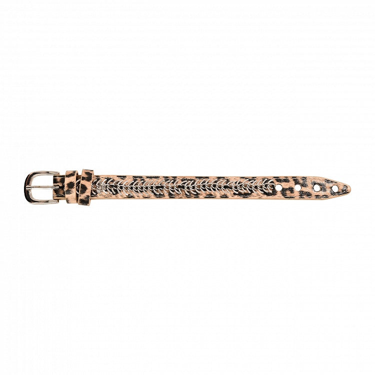 Punk Snake Bone Light Brown Leopard Wristband Bracelet