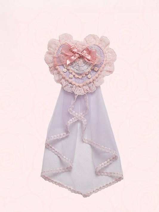 Blue / Purple & Pink Heart-shaped Floral Hairclip