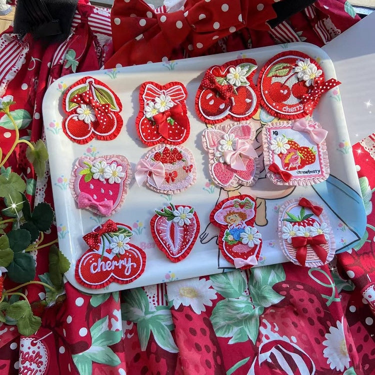 11 Options Bowknot Decorated Cherry/Strawberry/Cake Brooch/Hairclip