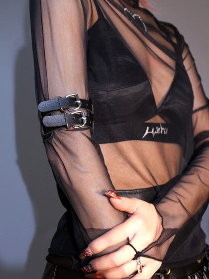 Black Cyberpunk Buckle Arm Cuff