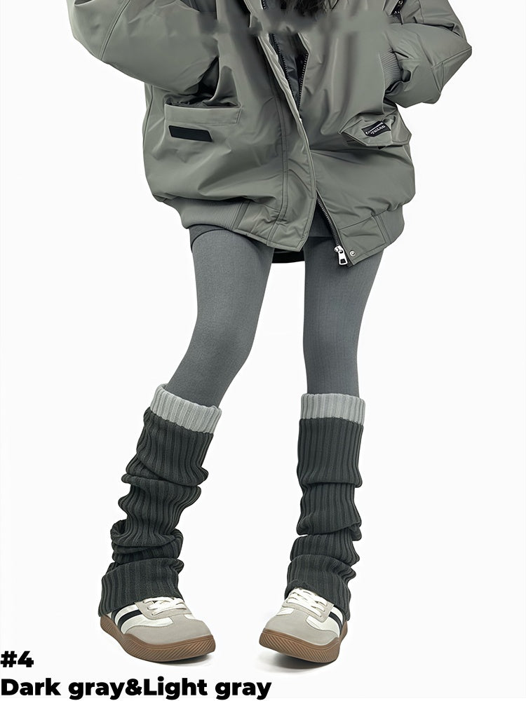 5 Colors Contrast Trim Knitted Leg Warmers