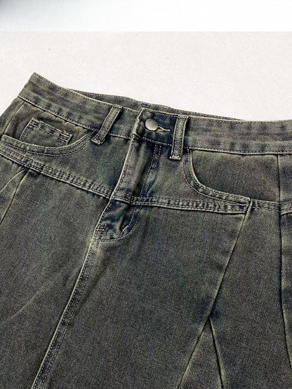 Blue Asymmetrical Hem Raw Hem Skirt