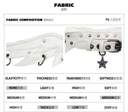 Black/White Angel Wings Stud Details PU Buckle Strap Choker