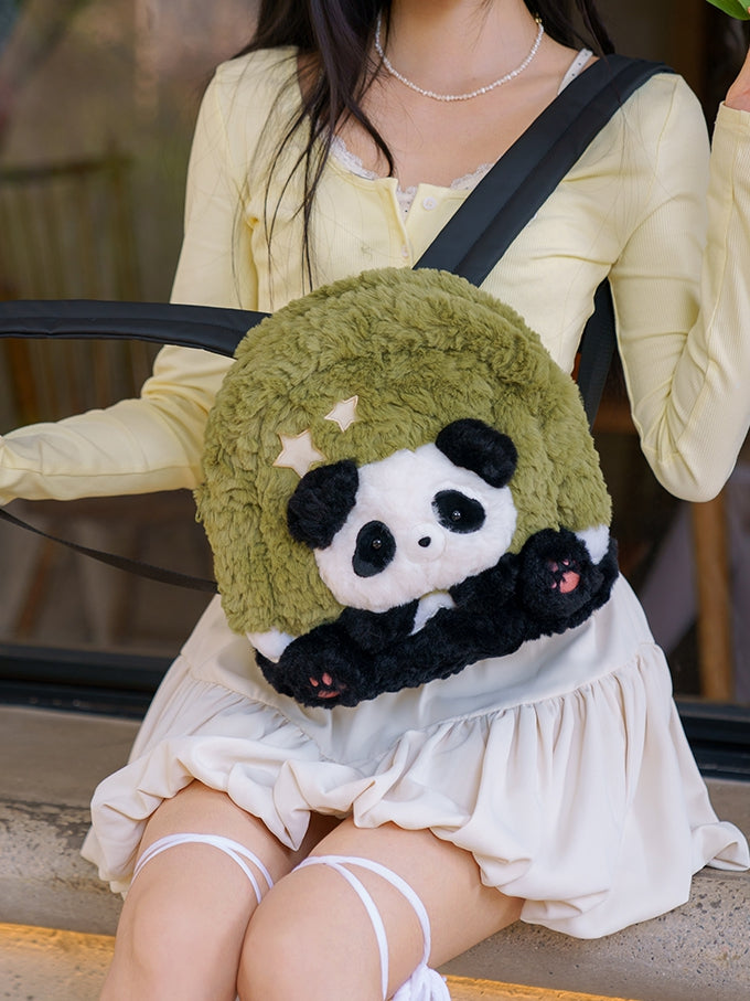 Black&Green Star Design Cute Plush Rabbit Backpack Middle/Large Size