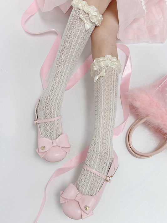 Bow at Top Pink Round Toe 3cm Heel Sweet Mary Janes