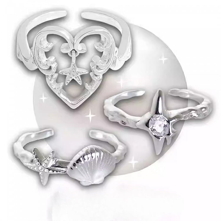 3 Options Y2K Bittersweet Star/Shell Ring