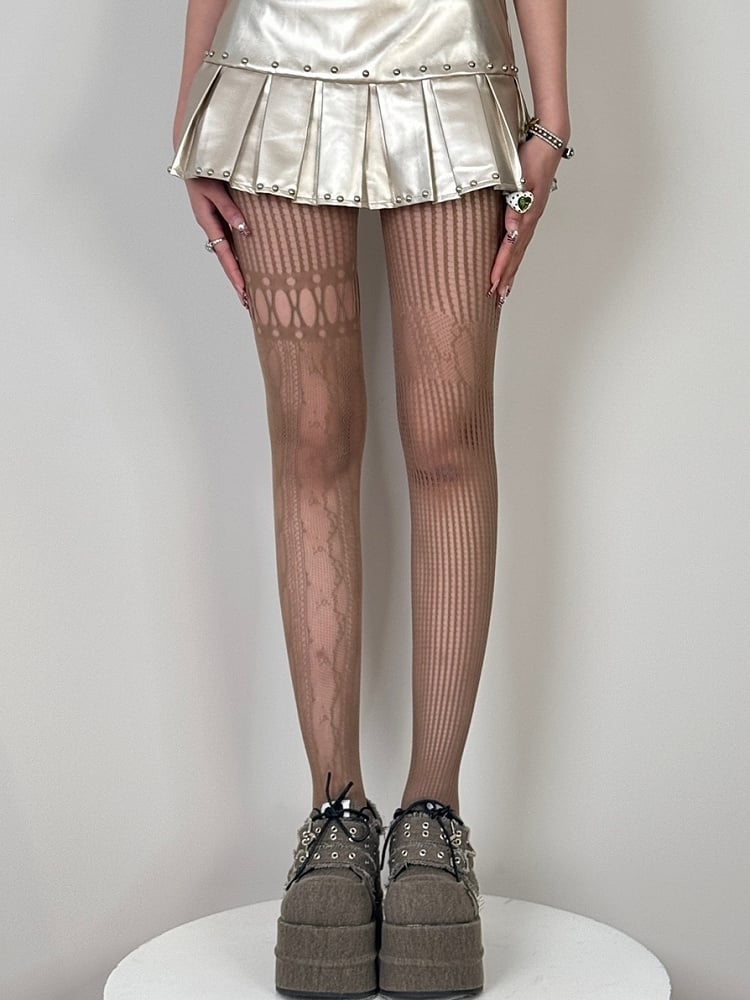 6 Color Options Y2K Asymmetrical Design Cut-out Details Tights