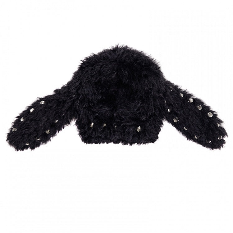 Black/White Studded Bunny Ear Hat
