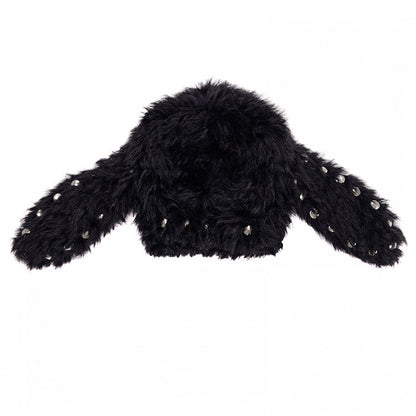 Black/White Studded Bunny Ear Hat