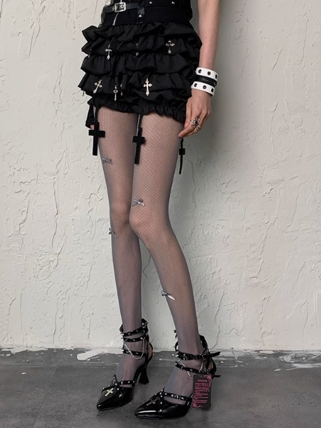 Grunge Y2K 5 Colors Options Bowknot Details Wasteland Punk Tights