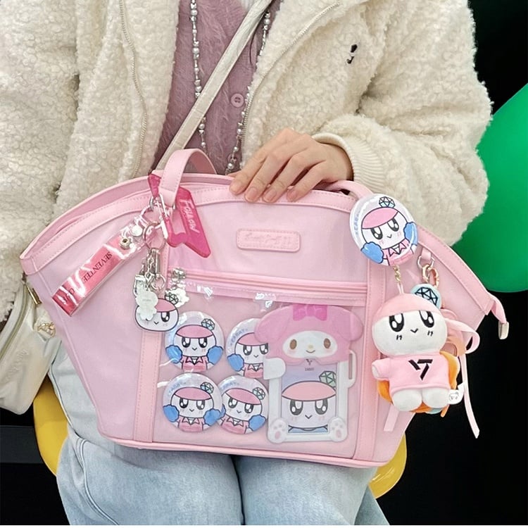 Pink Fan-shaped Ita Shoulder Bag