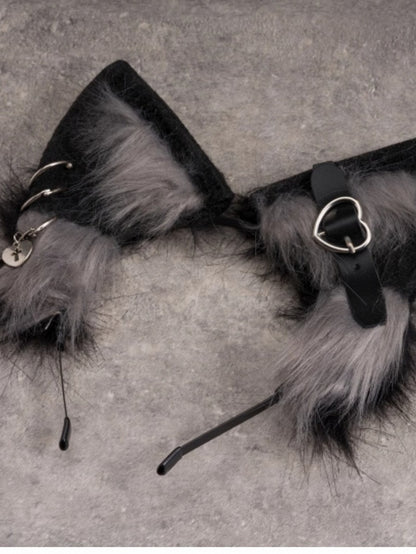 Black Heart Details Cat Ear Decorated KC