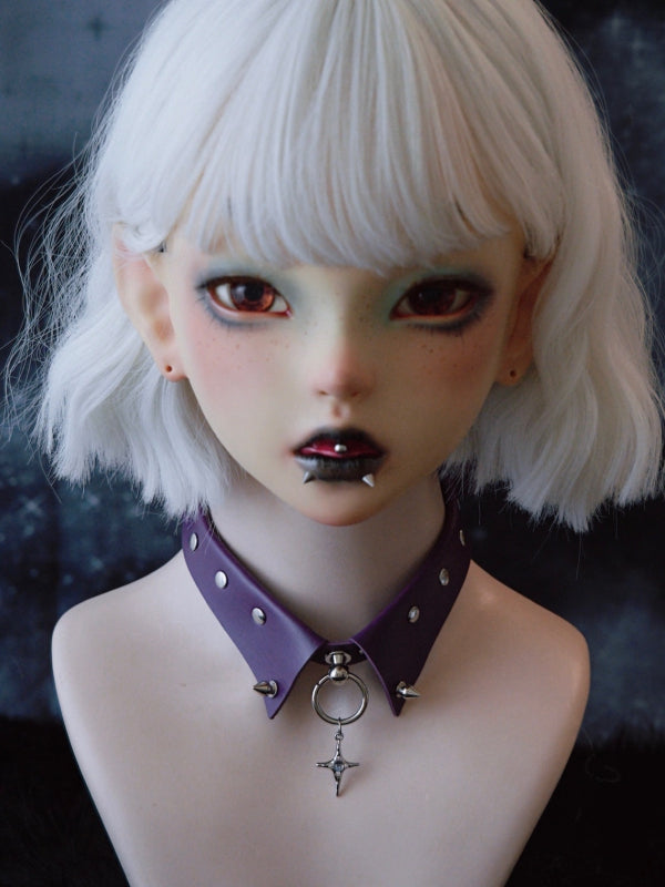 Purple Gothic Cross Pendant Studs Details Choker