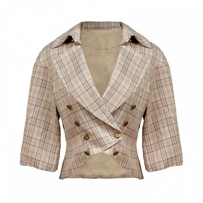Light Brown Vintage Plaid Blazer