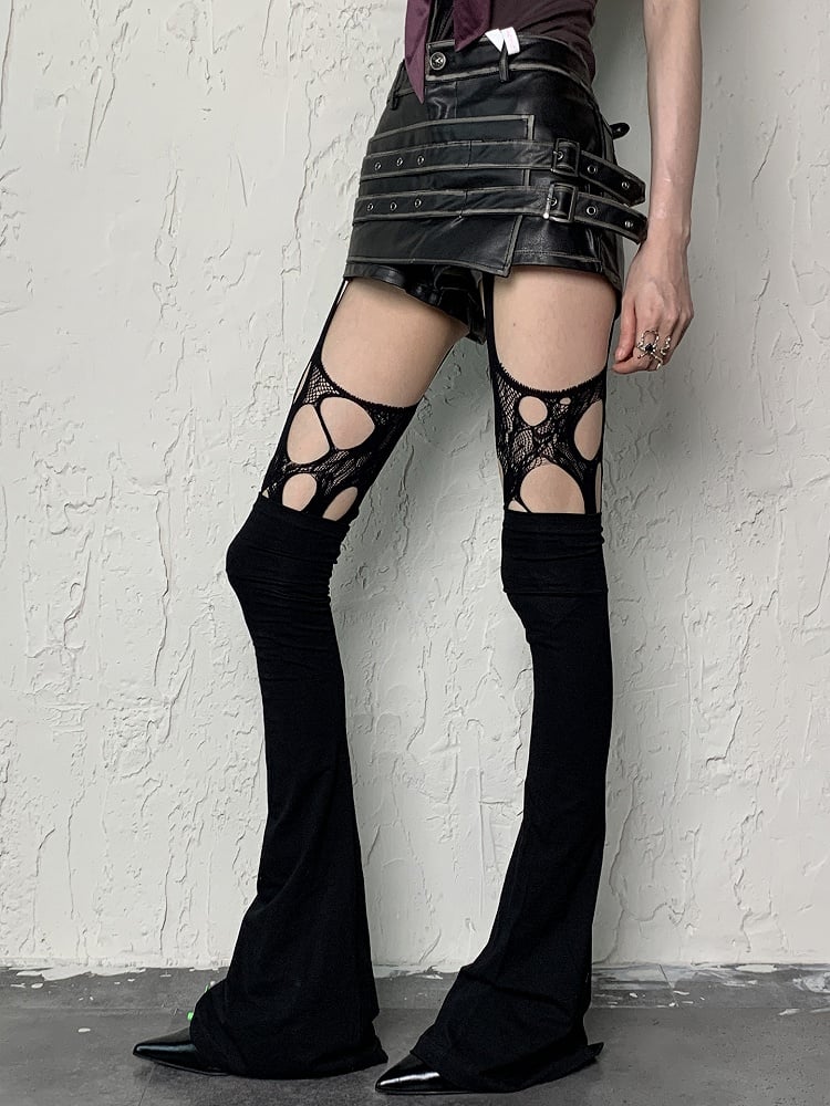 Black Y2K Cut-out Design Tights