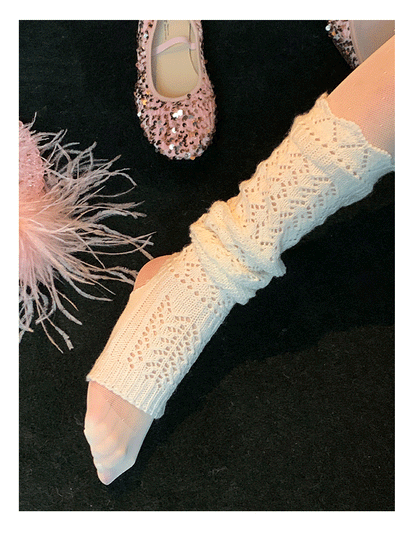 Grey/Black/White Knitted Leg Warmers