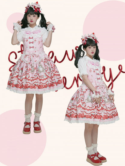 Bowknot Decoration Lace Trim Pink/Yellow/Blue Strawberry Hat