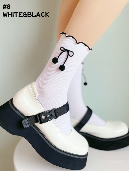 8 Options Ruffled Contrast Trim Lolita Ankle Socks